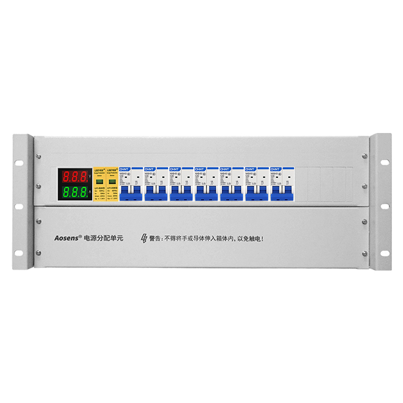 奧盛 機(jī)柜配電單元PDU 4U配電箱 正泰交流2P空開(kāi) 防雷電流電壓表 單路